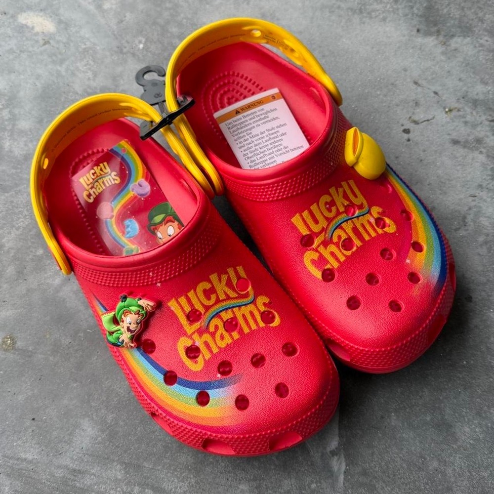General Mills Lucky Charms Cereal Crocs Classic Clog Red Yellow Womens 6